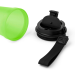 Vaso de plástico transparente con tapa de rosca y cordón de muñeca 350ml color verde lima tercera vista