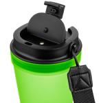 Vaso de plástico transparente con tapa de rosca y cordón de muñeca 350ml color verde lima cuarta vista