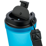 Vaso de plástico transparente con tapa de rosca y cordón de muñeca 350ml color azul claro segunda vista