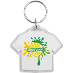 Llavero de plástico transparente en forma de camiseta fabricado en EU segunda vista