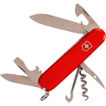 Navaja multiusos de acero inoxidable hecha en EU Victorinox 14 funciones color rojo tercera vista