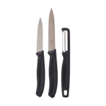 Set de cocina de acero inoxidable con 2 cuchillos y pelador Victorinox color negro cuarta vista