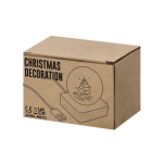 Adorno navideño de bola de cristal con base de madera y luz cálida