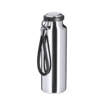 Botella térmica de acero inox. reciclado con correa trenzada 480ml color plateado primera vista