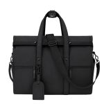 Bolso de viaje roll-top de piel sintética con cinta trolley y correa color negro primera vista