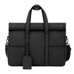 Bolso de viaje roll-top de piel sintética con cinta trolley y correa
