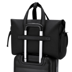 Bolso de viaje roll-top de piel sintética con cinta trolley y correa
