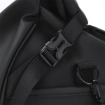 Bolso de viaje roll-top de piel sintética con cinta trolley y correa