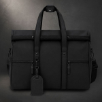 Bolso de viaje roll-top de piel sintética con cinta trolley y correa