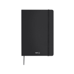 Libreta con tapa de PU con conexión NFC A5 y hojas lisas color negro primera vista