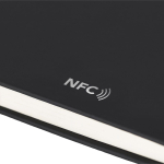 Libreta con tapa de PU con conexión NFC A5 y hojas lisas