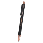 Bolígrafo de aluminio reciclado con detalles en oro rosa y tinta azul