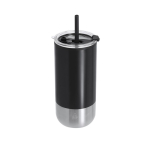 Vaso térmico de acero inoxidable reciclado con doble apertura 480ml color negro primera vista