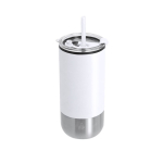 Vaso térmico de acero inoxidable reciclado con doble apertura 480ml color blanco primera vista