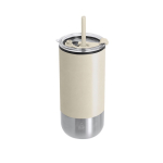 Vaso térmico de acero inoxidable reciclado con doble apertura 480ml color beige primera vista