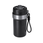 Vaso térmico de acero inoxidable reciclado con asa y pajita 490ml color negro primera vista