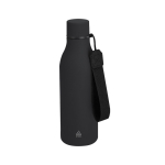 Botella térmica de acero inoxidable reciclado, acabado gomoso 480ml color negro primera vista