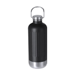 Botella térmica de acero inox. reciclado con tapón hermético y asa 800ml color negro primera vista