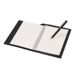 Libreta de piel sintética A5 con bolígrafo tinta azul y hojas lisas