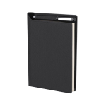 Libreta de piel sintética A5 con bolígrafo tinta azul y hojas lisas