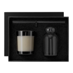 Set aromático en cristal con difusor de 120ml y vela perfumada color negro primera vista