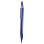 Bolígrafo pulsador de plástico con clip transparente y tinta azul color azul primera vista
