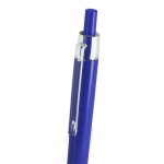 Bolígrafo pulsador de plástico con clip transparente y tinta azul