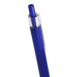 Bolígrafo pulsador de plástico con clip transparente y tinta azul