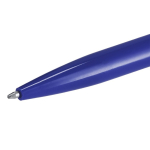 Bolígrafo pulsador de plástico con clip transparente y tinta azul