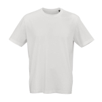 Camiseta unisex de algodón orgánico con cuello de canalé 140 g/m2 color blanco tercera vista