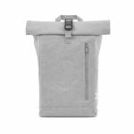 Mochila ecológica roll-top con base reforzada y bolsillo frontal 16L color gris claro