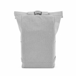 Mochila ecológica roll-top con base reforzada y bolsillo frontal 16L color gris claro segunda vista