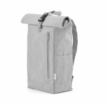 Mochila ecológica roll-top con base reforzada y bolsillo frontal 16L color gris claro vista frontal