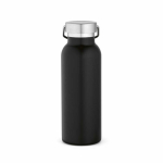 Botella térmica de acero inoxidable reciclado con acabado mate 530ml color negro vista trasera