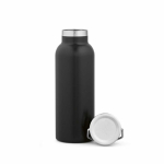 Botella térmica de acero inoxidable reciclado con acabado mate 530ml color negro segunda vista frontal