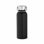 Botella térmica de acero inoxidable reciclado con acabado mate 530ml color negro vista frontal