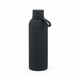 Botella térmica de acero inox reciclado con asa de silicona 490ml color negro