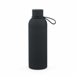 Botella térmica de acero inox reciclado con asa de silicona 490ml color negro segunda vista