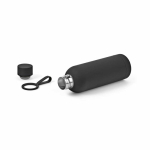 Botella térmica de acero inox reciclado con asa de silicona 490ml color negro tercera vista