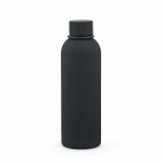 Botella térmica de acero inox reciclado con asa de silicona 490ml color negro vista trasera