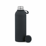 Botella térmica de acero inox reciclado con asa de silicona 490ml color negro segunda vista frontal