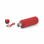 Botella térmica de acero inox reciclado con asa de silicona 490ml color rojo tercera vista