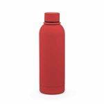 Botella térmica de acero inox reciclado con asa de silicona 490ml color rojo vista trasera