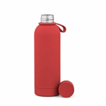 Botella térmica de acero inox reciclado con asa de silicona 490ml color rojo segunda vista frontal
