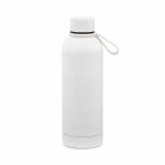 Botella térmica de acero inox reciclado con asa de silicona 490ml color blanco segunda vista