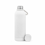 Botella térmica de acero inox reciclado con asa de silicona 490ml color blanco segunda vista frontal