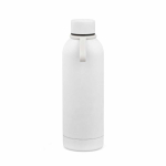 Botella térmica de acero inox reciclado con asa de silicona 490ml color blanco vista frontal