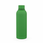 Botella térmica de acero inox reciclado con asa de silicona 490ml color verde vista trasera