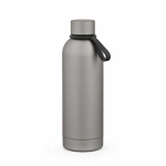 Botella térmica de acero inox reciclado con asa de silicona 490ml color plateado