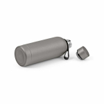 Botella térmica de acero inox reciclado con asa de silicona 490ml color plateado cuarta vista